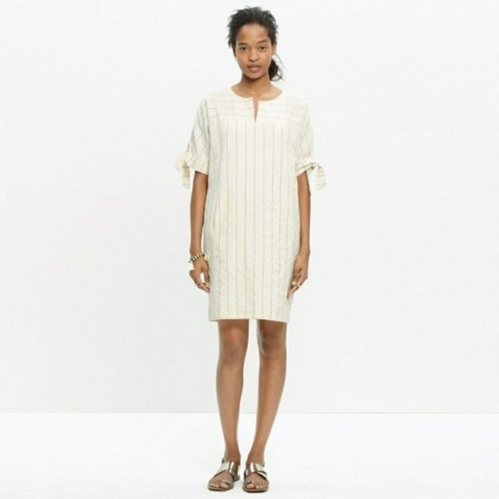 Madewell // Tie-Sleeve Cotton Dress in Stripe
